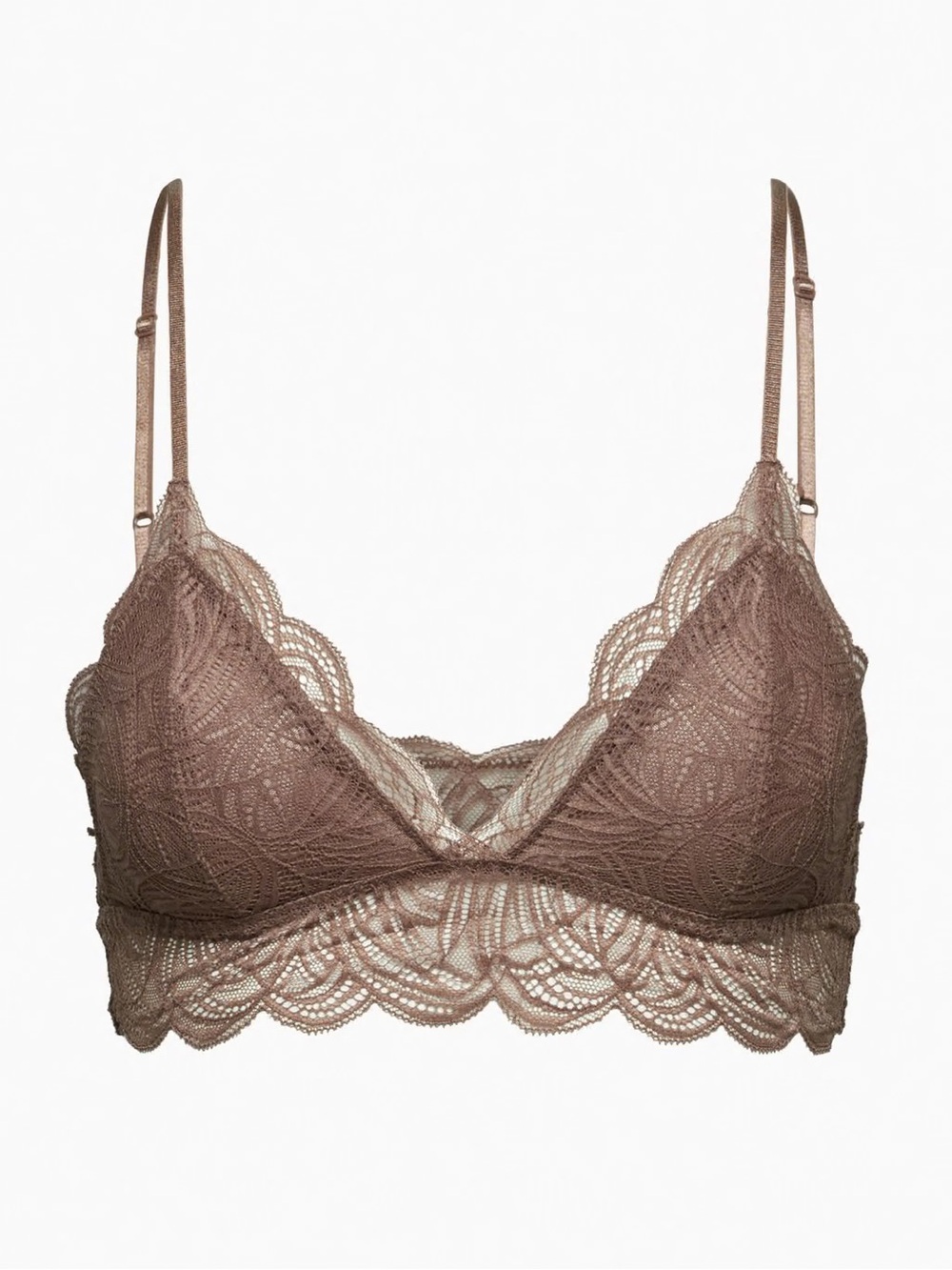 Aritzia Lace Triangle Bralette in Dusty Taupe
